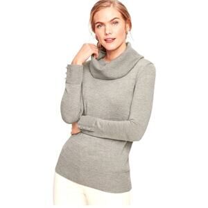 Talbots Gold Shimmering Merino Wool Cowlneck Sweater Petite